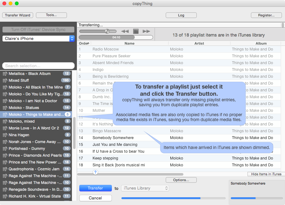 Import Playlist Entries to iTunes Library on Mac OS X.